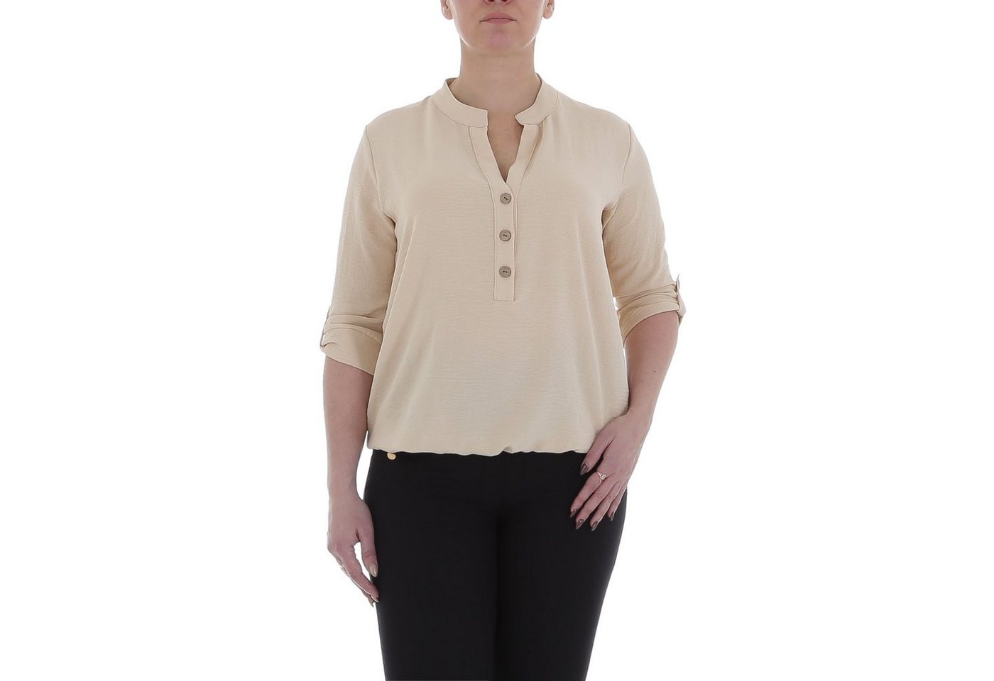 Ital-Design Crinklebluse Damen Elegant Bluse in Beige von Ital-Design