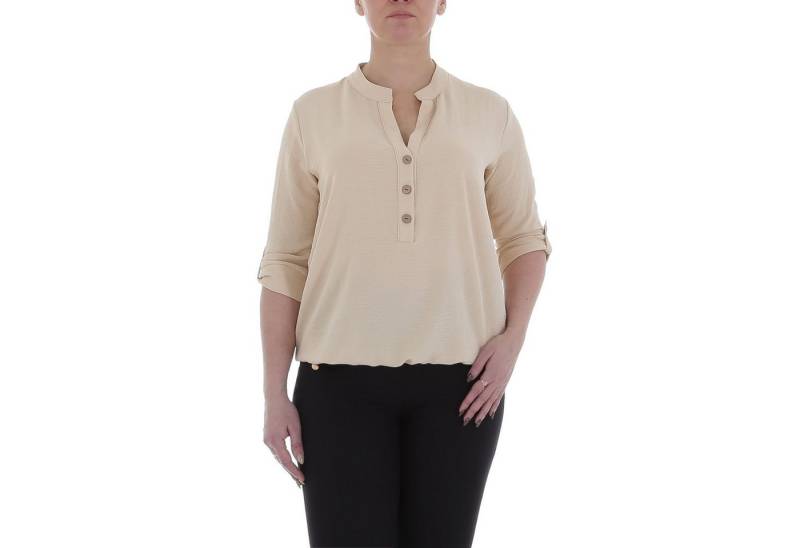 Ital-Design Crinklebluse Damen Elegant (85915889) Bluse in Beige von Ital-Design