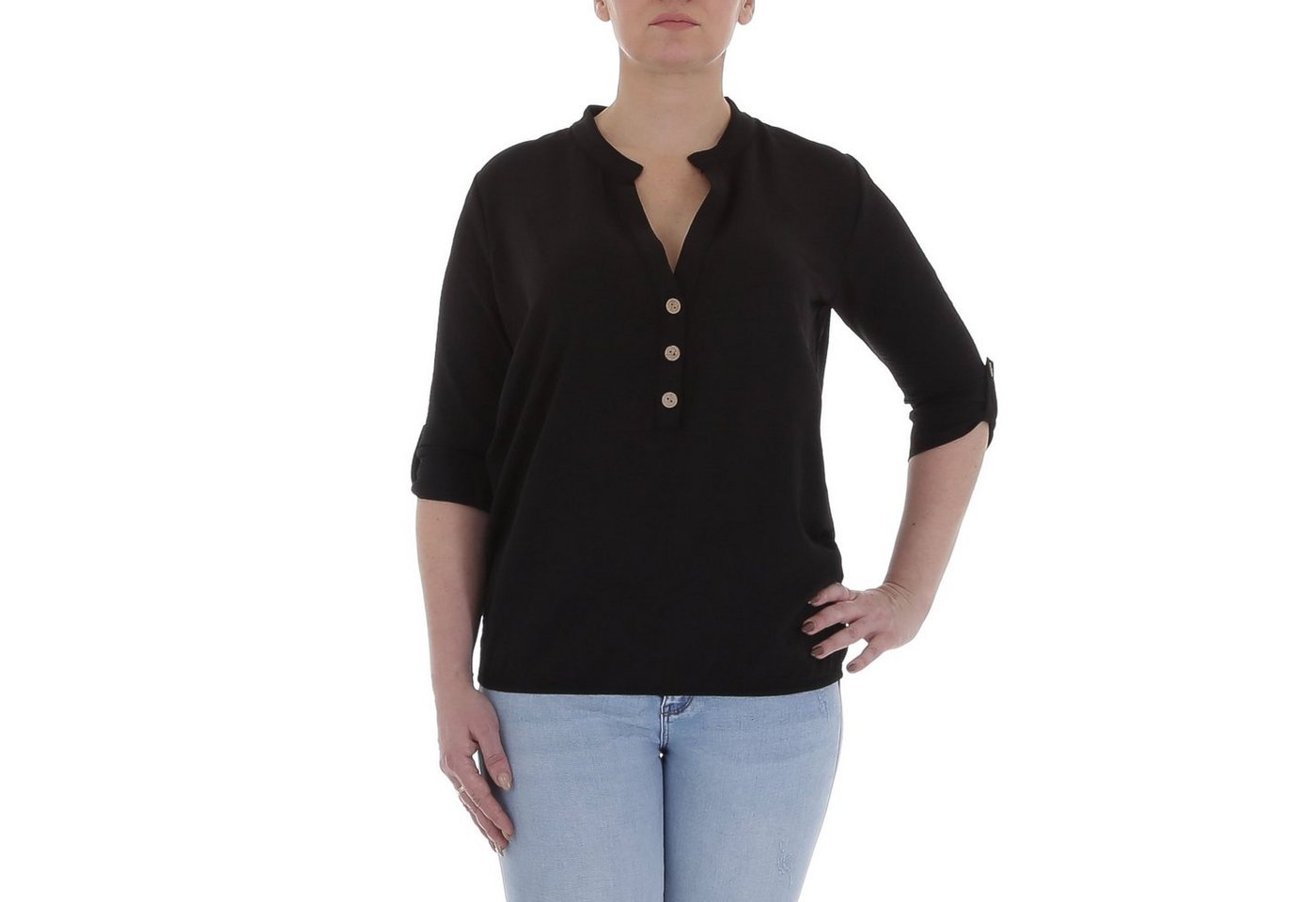 Ital-Design Crinklebluse Damen Elegant Bluse in Schwarz von Ital-Design