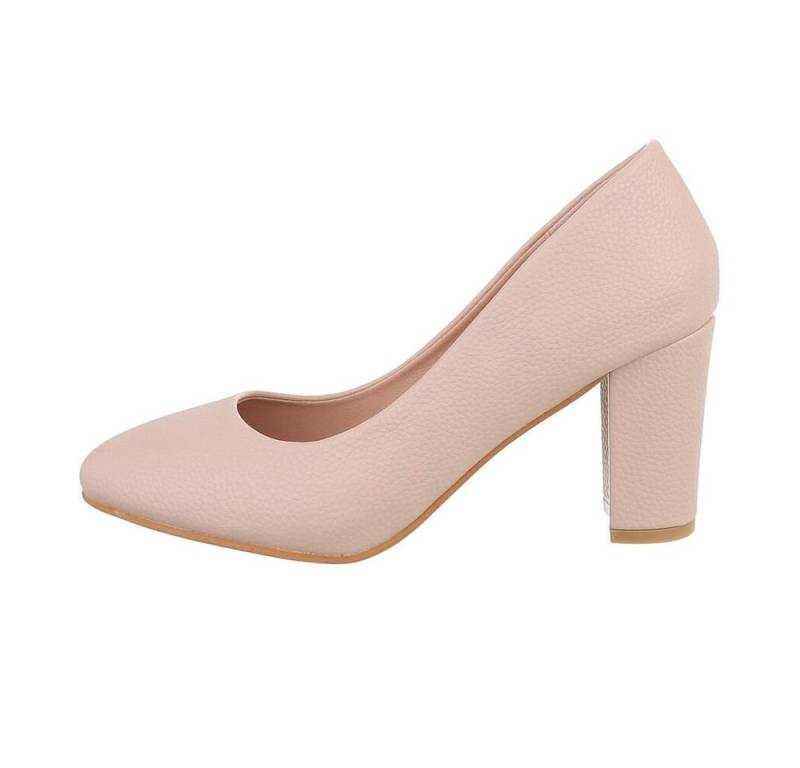 Ital-Design Damen Abendschuhe Elegant High-Heel-Pumps Blockabsatz High Heel Pumps in Beige von Ital-Design