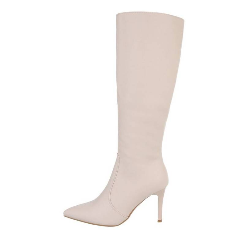 Ital-Design Damen Abendschuhe Elegant High-Heel-Stiefel (85080899) Pfennig-/Stilettoabsatz High-Heel Stiefel in Beige von Ital-Design