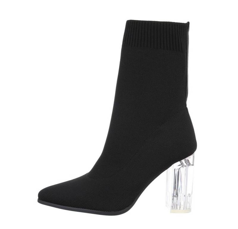 Ital-Design Damen Abendschuhe Elegant High-Heel-Stiefelette (84338428) Blockabsatz High-Heel Stiefeletten in Schwarz von Ital-Design