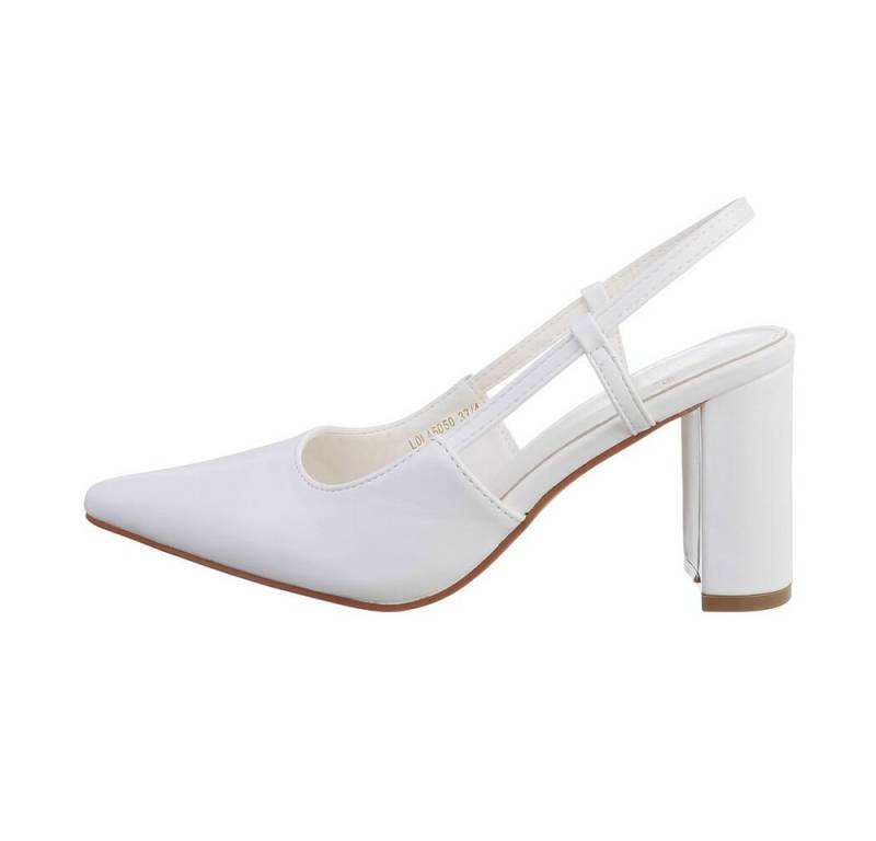 Ital-Design Damen Abendschuhe Elegant Schnürpumps (83448290) Blockabsatz High Heel Pumps in Weiß von Ital-Design
