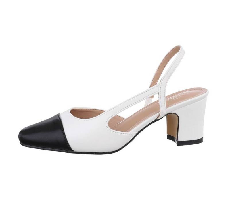 Ital-Design Damen Abendschuhe Elegant Schnürpumps (85878340) Blockabsatz Schnür- & Riemchenpumps in Weiß von Ital-Design