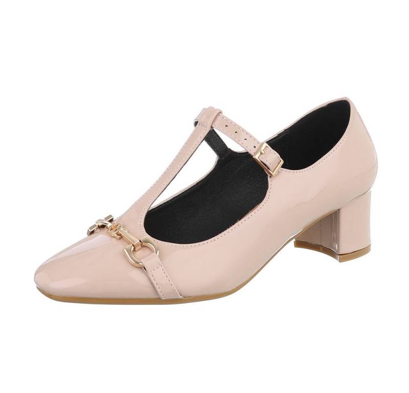 Ital-Design Damen Abendschuhe Elegant Schnürpumps (87118084) Blockabsatz Schnür- & Riemchenpumps in Beige von Ital-Design