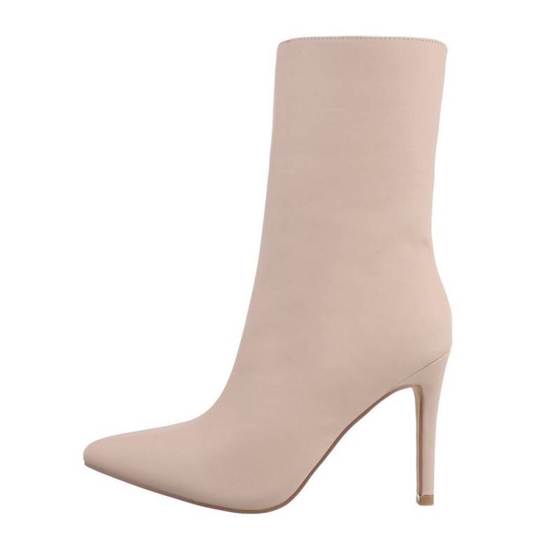 Ital-Design Damen Abendschuhe Elegant Stiefelette Pfennig-/Stilettoabsatz High-Heel Stiefeletten in Beige von Ital-Design
