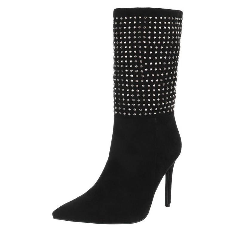 Ital-Design Glamouröse Stiefel mit Glitzer-Akzenten für besondere Anlässe High-Heel-Stiefel (78209770) Pfennig-/Stilettoabsatz High-Heel Stiefel in Schwarz von Ital-Design
