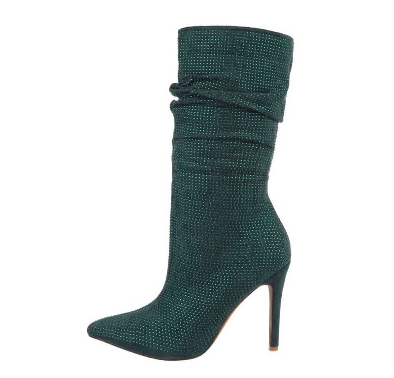 Ital-Design Damen Abendschuhe Party & Clubwear High-Heel-Stiefel (85255612) Pfennig-/Stilettoabsatz High-Heel Stiefel in Grün von Ital-Design