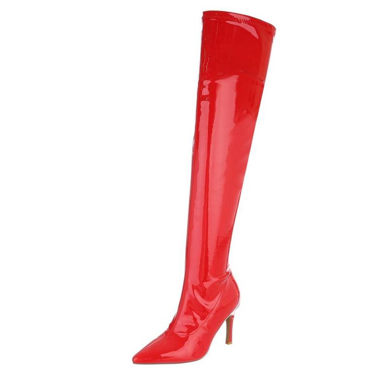Ital-Design Damen Abendschuhe Party & Clubwear Overkneestiefel (88671736) Pfennig-/Stilettoabsatz Stiefel in Rot von Ital-Design