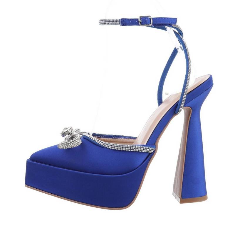 Ital-Design Damen Abendschuhe Party & Clubwear Plateaupumps Blockabsatz High Heel Pumps in Blau von Ital-Design