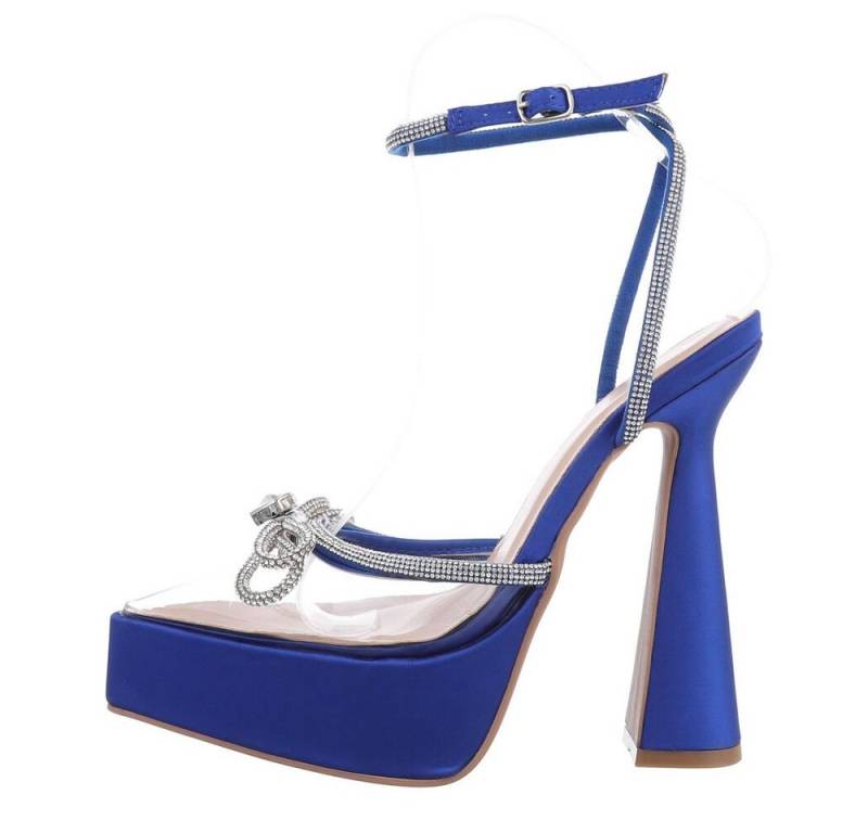 Ital-Design Damen Abendschuhe Party & Clubwear Plateaupumps Blockabsatz High Heel Pumps in Blau von Ital-Design