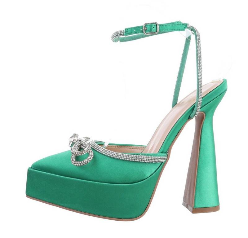 Ital-Design Damen Abendschuhe Party & Clubwear Plateaupumps Blockabsatz High Heel Pumps in Grün von Ital-Design