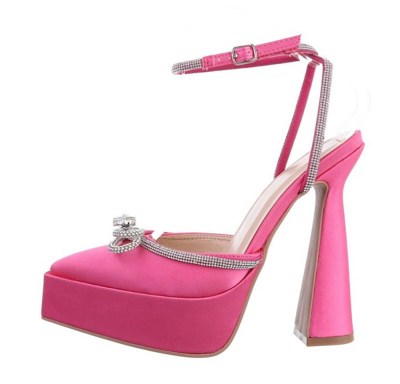 Ital-Design Damen Abendschuhe Party & Clubwear Plateaupumps Blockabsatz High Heel Pumps in Pink von Ital-Design