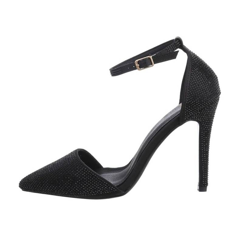Ital-Design Damen Abendschuhe Party & Clubwear Schnürpumps Pfennig-/Stilettoabsatz High Heel Pumps in Schwarz von Ital-Design
