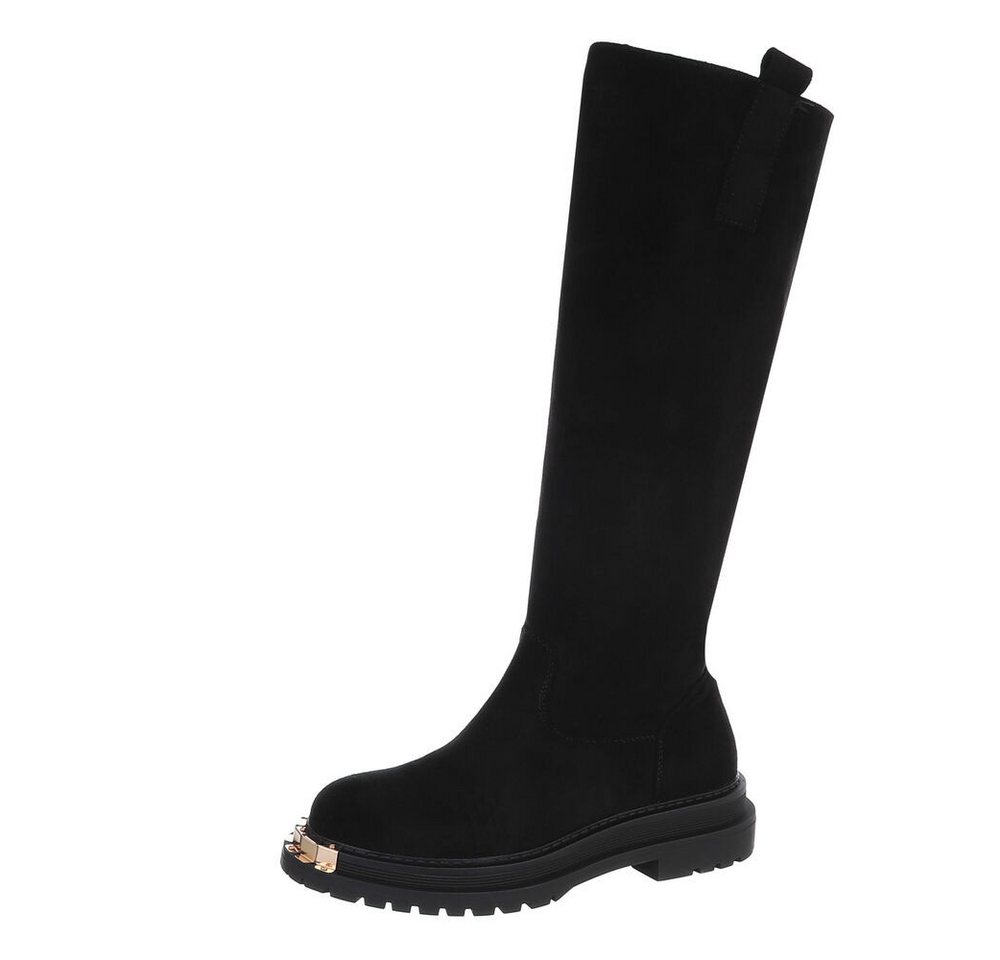 Ital-Design Damen Bikerschuhe Biker Plateaustiefel (87124841) Blockabsatz Western- & Bikerstiefel in Schwarz von Ital-Design