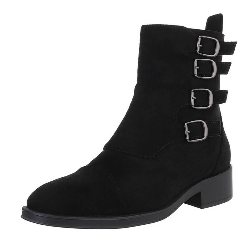 Ital-Design Damen Bikerschuhe Biker Stiefelette (88489476) Blockabsatz Western- & Bikerboots in Schwarz von Ital-Design