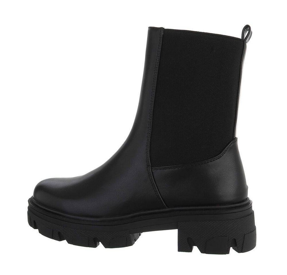 Ital-Design Damen Bikerschuhe Biker Westernstiefelette (73586785) Blockabsatz Plateaustiefeletten in Schwarz von Ital-Design