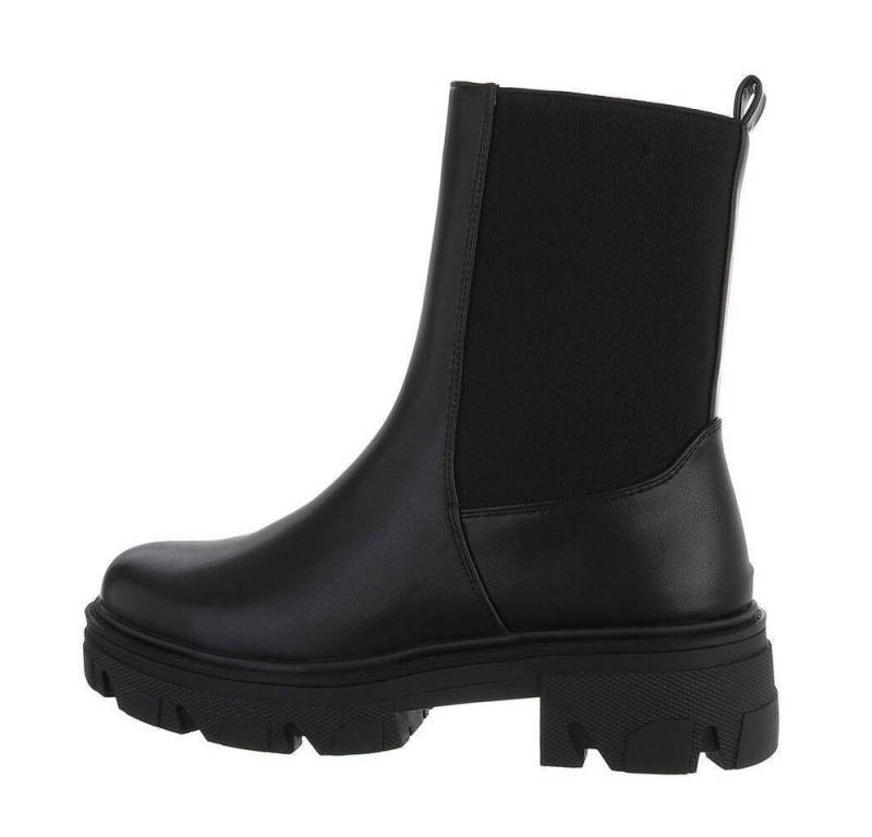 Ital-Design Damen Bikerschuhe Biker Westernstiefelette (73586785) Blockabsatz Plateaustiefeletten in Schwarz von Ital-Design