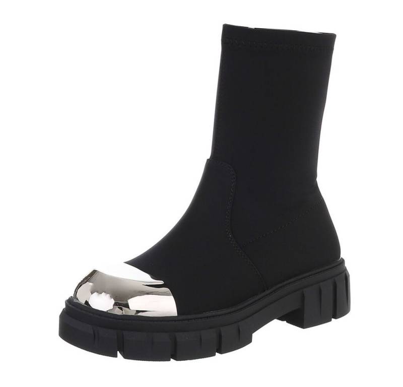 Ital-Design Damen Bikerschuhe Biker Westernstiefelette (87124866) Blockabsatz Plateaustiefeletten in Schwarz von Ital-Design