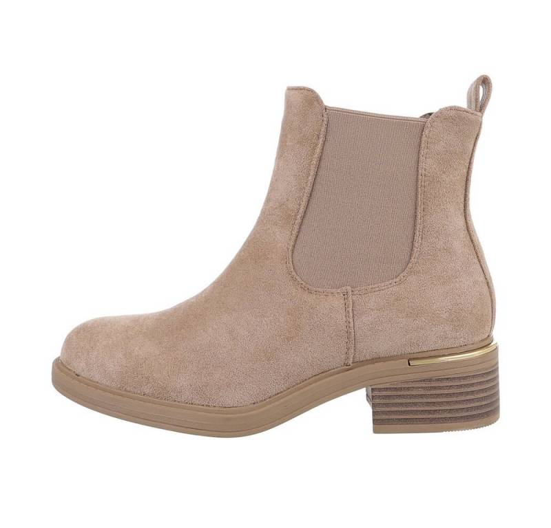 Ital-Design Damen Chelsea Freizeit Chelseaboots (84337981) Blockabsatz Chelsea Boots in Hellbraun von Ital-Design
