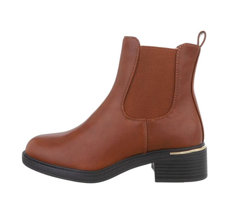 Ital-Design Damen Chelsea Freizeit Chelseaboots (84338005) Blockabsatz Chelsea Boots in Camel von Ital-Design