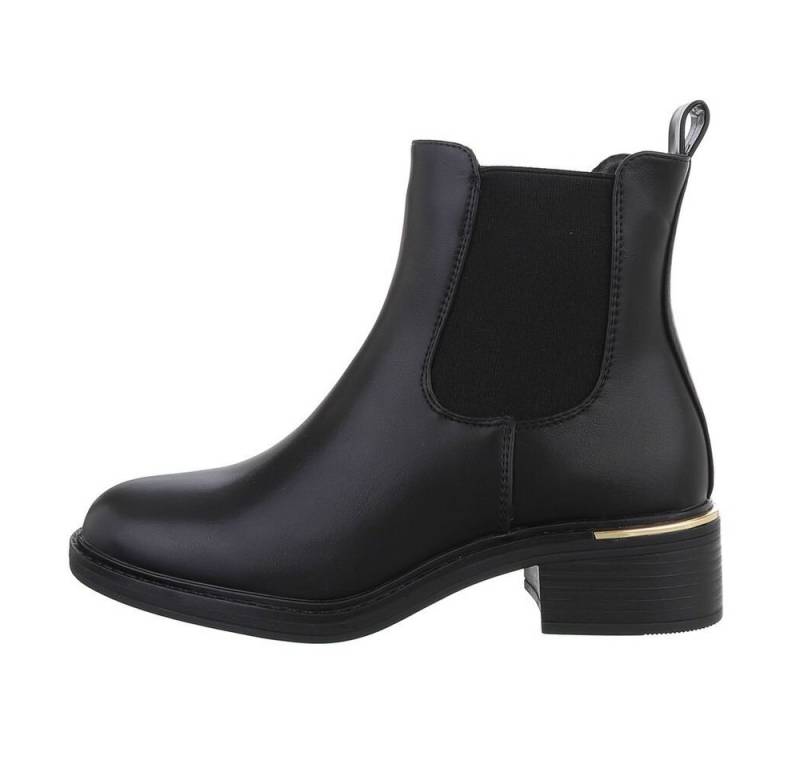 Ital-Design Damen Chelsea Freizeit Chelseaboots (84338013) Blockabsatz Chelsea Boots in Schwarz von Ital-Design
