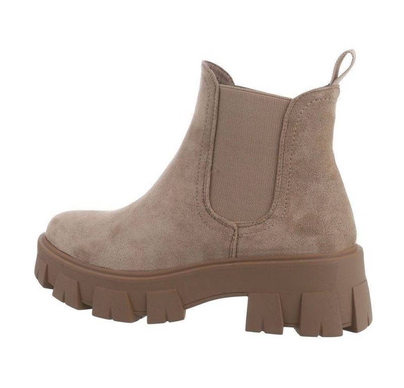 Ital-Design Damen Chelsea Freizeit Plateaustiefelette (76772028) Blockabsatz Chelsea Boots in Hellbraun von Ital-Design