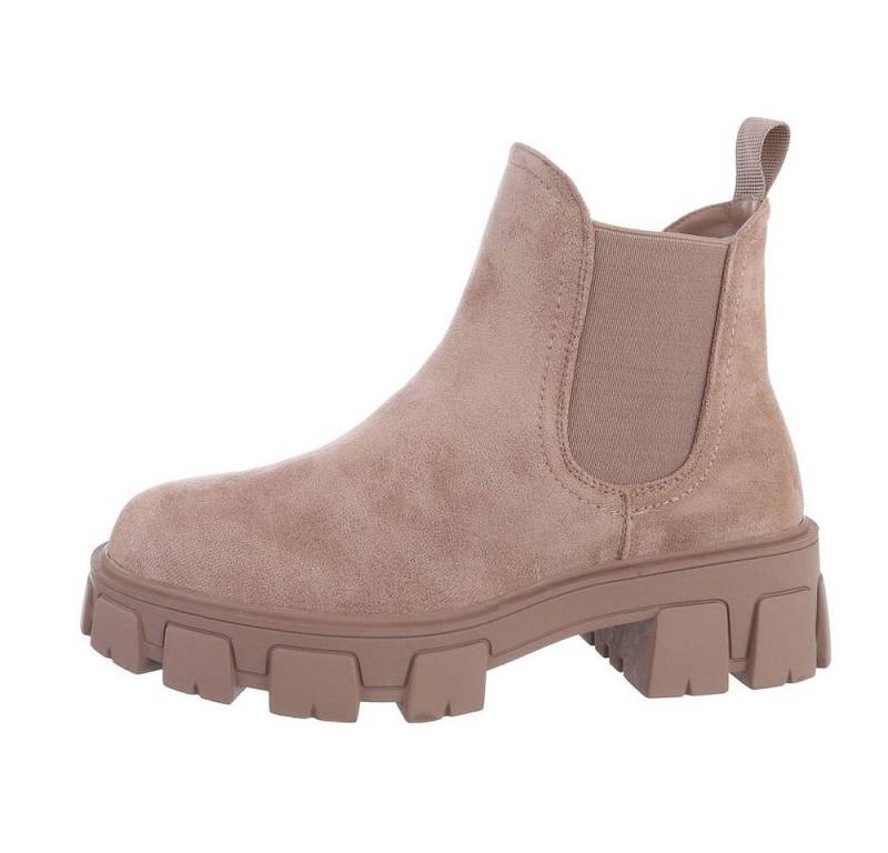 Ital-Design Damen Chelsea Freizeit Plateaustiefelette (80951275) Blockabsatz Chelsea Boots in Altrosa von Ital-Design