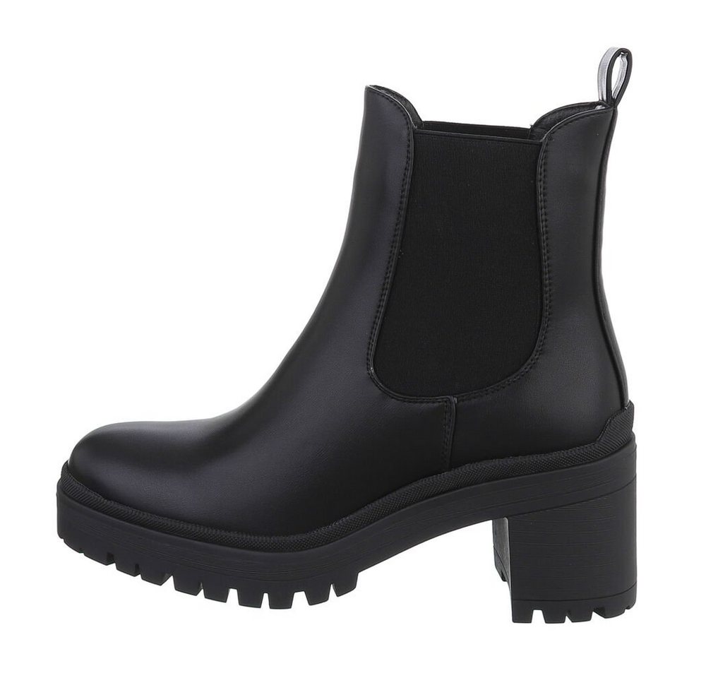 Ital-Design Damen Chelsea Freizeit Plateaustiefelette (84338081) Blockabsatz Chelsea Boots in Schwarz von Ital-Design