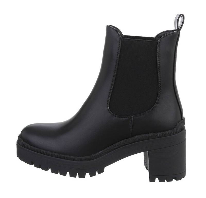 Ital-Design Damen Chelsea Freizeit Plateaustiefelette (84338081) Blockabsatz Chelsea Boots in Schwarz von Ital-Design