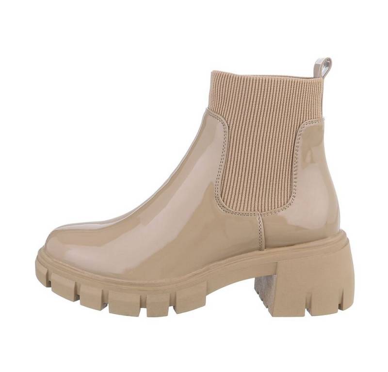 Ital-Design Damen Chelsea Freizeit Plateaustiefelette (84556840) Blockabsatz Chelsea Boots in Hellbraun von Ital-Design