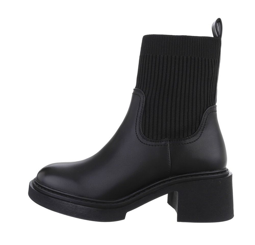 Ital-Design Damen Chelsea Freizeit Plateaustiefelette (84906838) Blockabsatz Chelsea Boots in Schwarz von Ital-Design