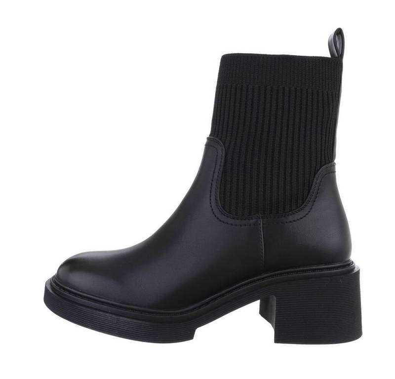 Ital-Design Damen Chelsea Freizeit Plateaustiefelette (84906838) Blockabsatz Chelsea Boots in Schwarz von Ital-Design