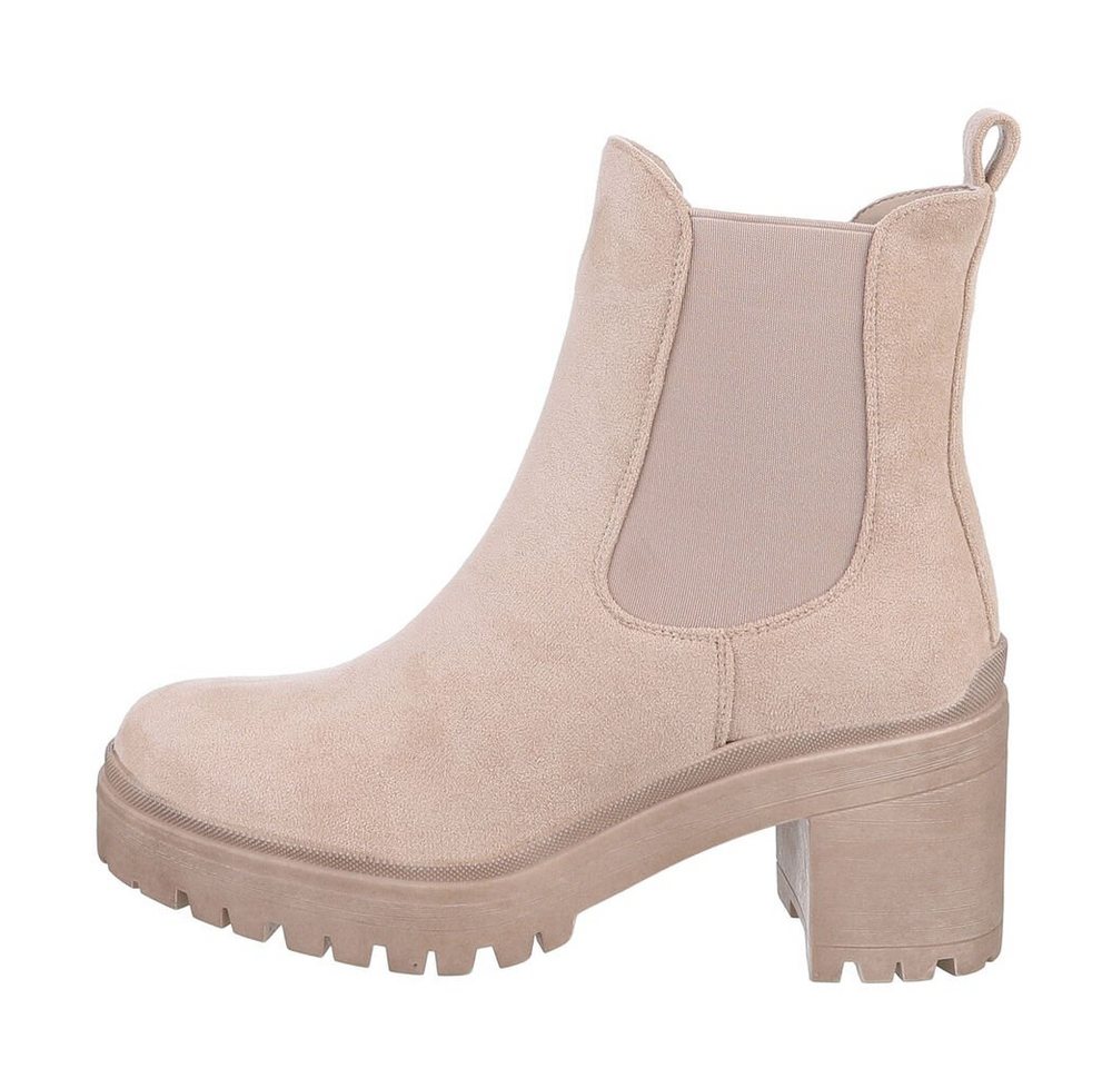 Ital-Design Damen Chelsea Freizeit Plateaustiefelette Blockabsatz Chelsea Boots in Beige Ital-Design Damen Chelsea Freizeit Plateaustiefelette Blockabsatz Chelsea Boots in Beige von Ital-Design