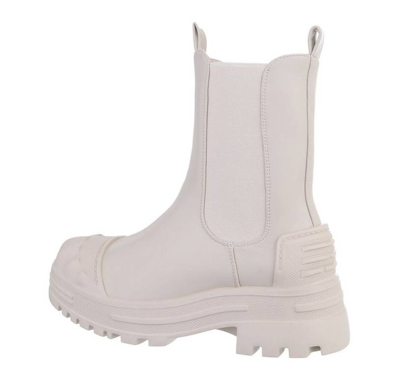 Ital-Design Damen Chelsea Freizeit Plateaustiefelette (78049397) Blockabsatz Chelsea Boots in Beige von Ital-Design