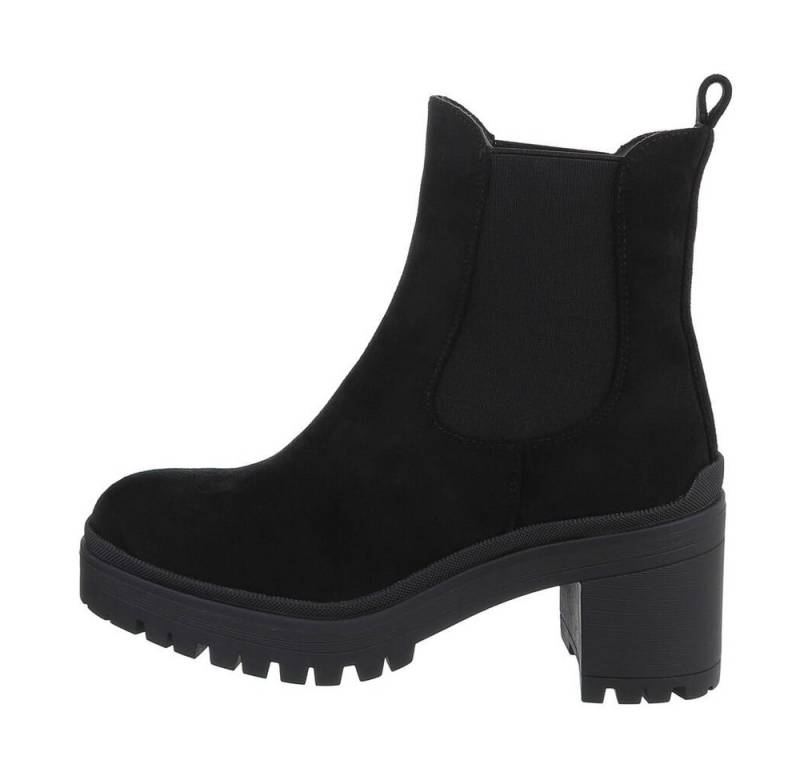 Ital-Design Damen Chelsea Freizeit Plateaustiefelette Blockabsatz Chelsea Boots in Schwarz von Ital-Design