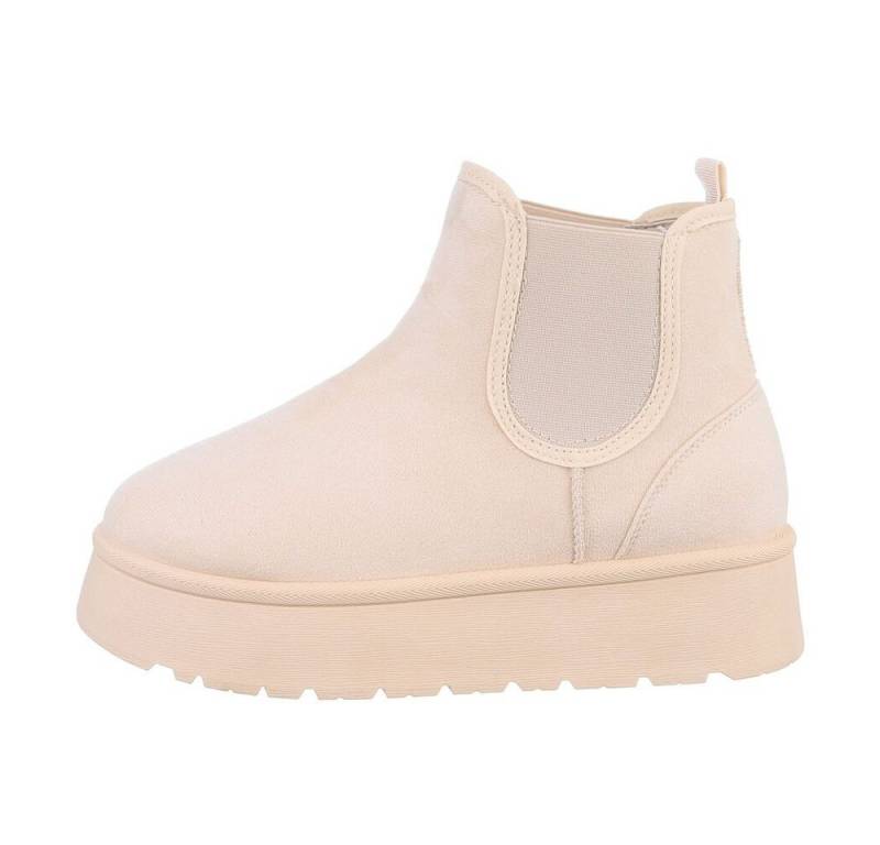Ital-Design Damen Chelsea Freizeit Snowboots Flach Chelsea Boots in Creme von Ital-Design