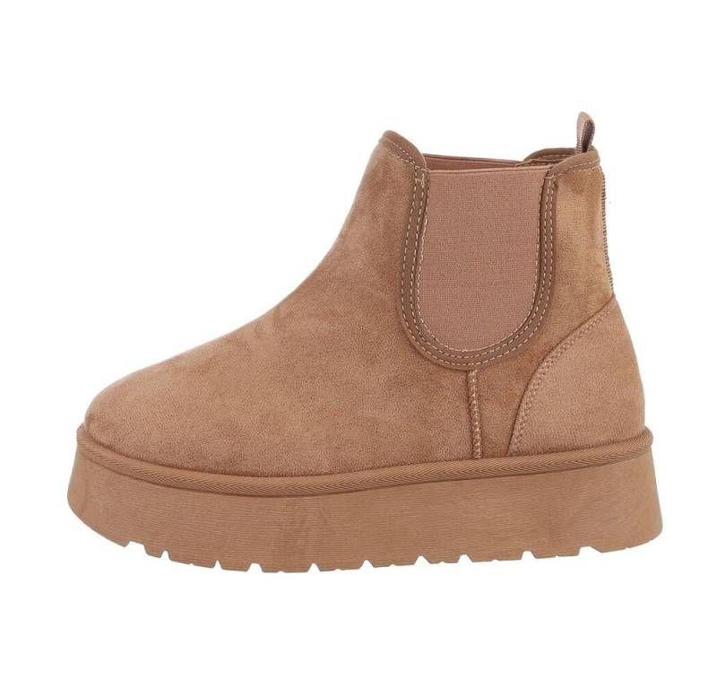 Ital-Design Damen Chelsea Freizeit Snowboots Flach Chelsea Boots in Hellbraun von Ital-Design