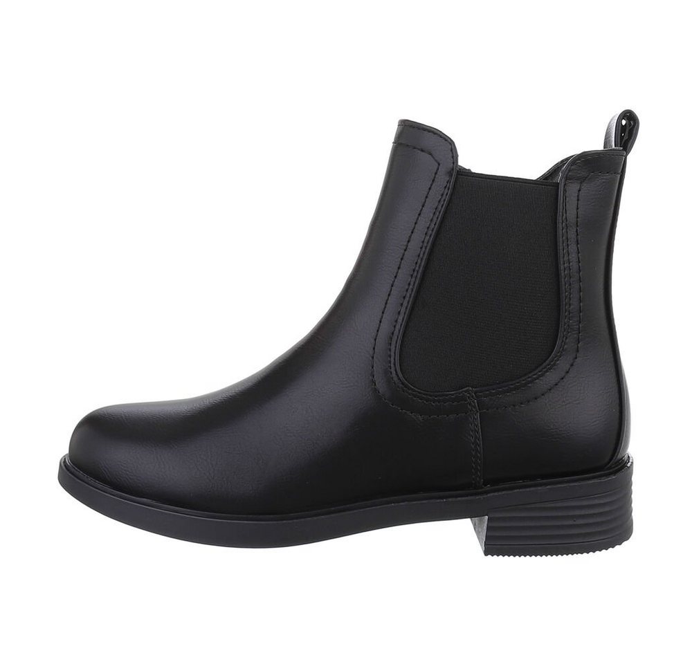 Ital-Design Damen Chelsea Freizeit Stiefelette (84206527) Blockabsatz Chelsea Boots in Schwarz von Ital-Design