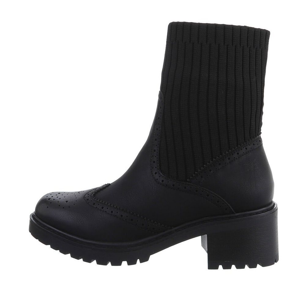 Ital-Design Damen Chelsea Western Westernstiefelette Blockabsatz Chelsea Boots in Schwarz von Ital-Design