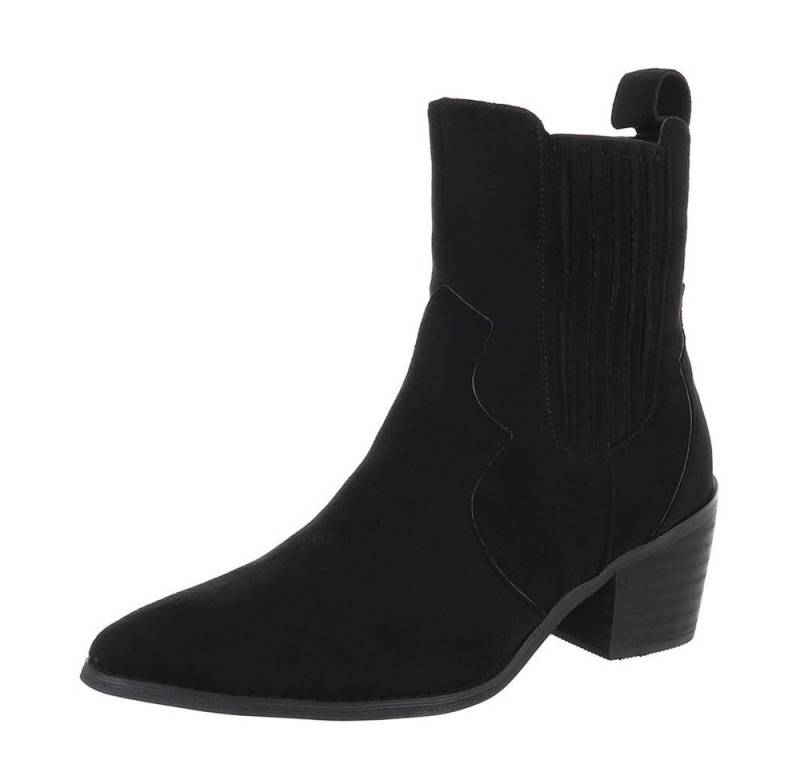 Ital-Design Damen Cowboyboots Freizeit Westernstiefelette (87531820) Blockabsatz Stiefeletten in Schwarz von Ital-Design