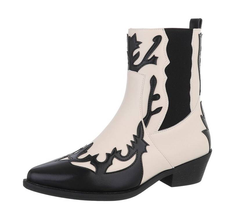 Ital-Design Damen Cowboyboots Western Stiefelette (87118149) Blockabsatz Western- & Bikerboots in Schwarz von Ital-Design