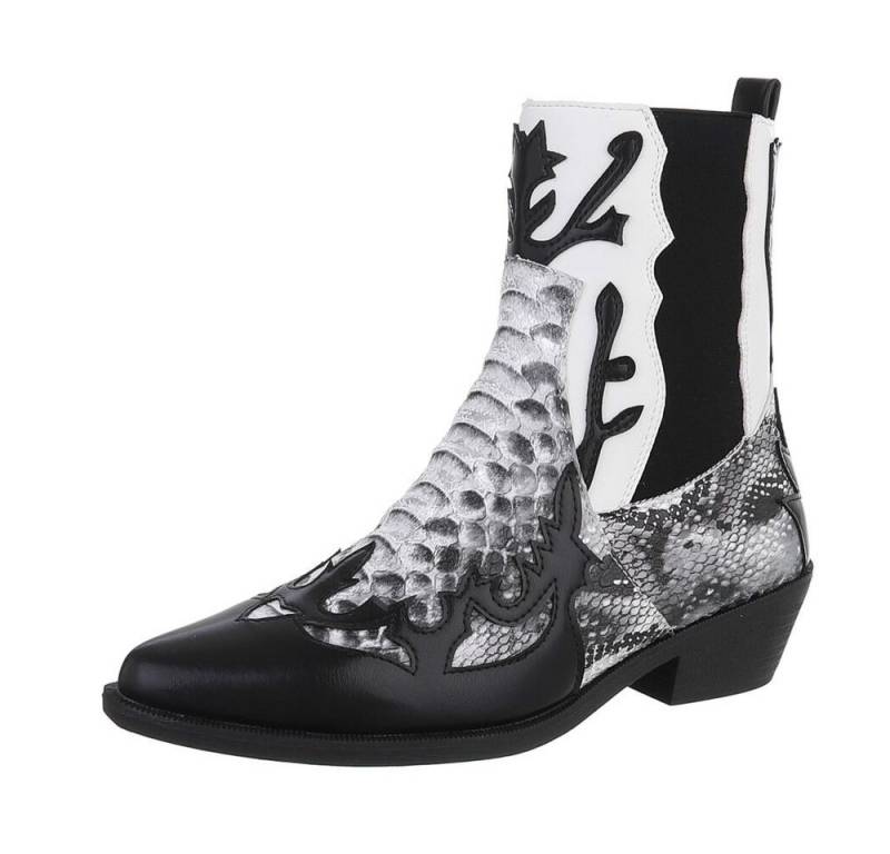 Ital-Design Damen Cowboyboots Western Stiefelette (87124771) Blockabsatz Western- & Bikerboots in Schwarz von Ital-Design