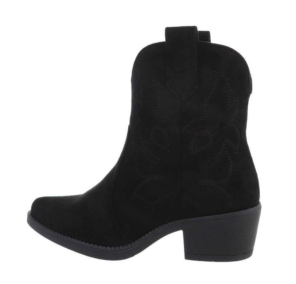 Ital-Design Damen Cowboyboots Western Stiefelette Blockabsatz Western- & Bikerboots in Schwarz von Ital-Design