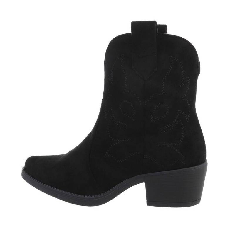 Ital-Design Damen Cowboyboots Western Stiefelette Blockabsatz Western- & Bikerboots in Schwarz von Ital-Design