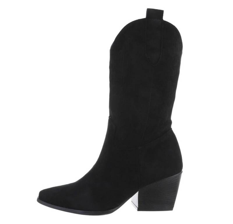 Ital-Design Damen Cowboyboots Western Westernstiefel (81278230) Blockabsatz Western- & Bikerstiefel in Schwarz von Ital-Design