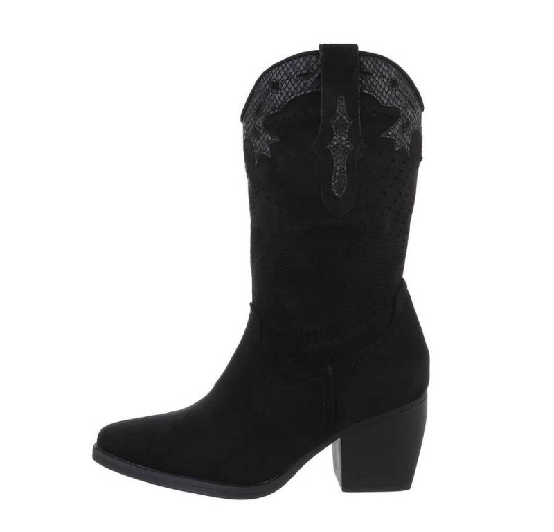Ital-Design Damen Cowboyboots Western Westernstiefel (84160538) Blockabsatz Western- & Bikerstiefel in Schwarz von Ital-Design