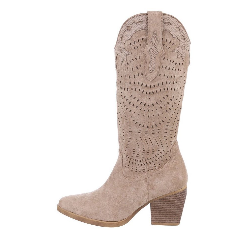 Ital-Design Damen Cowboyboots Western Westernstiefel (84160575) Blockabsatz Western- & Bikerstiefel in Hellbraun von Ital-Design