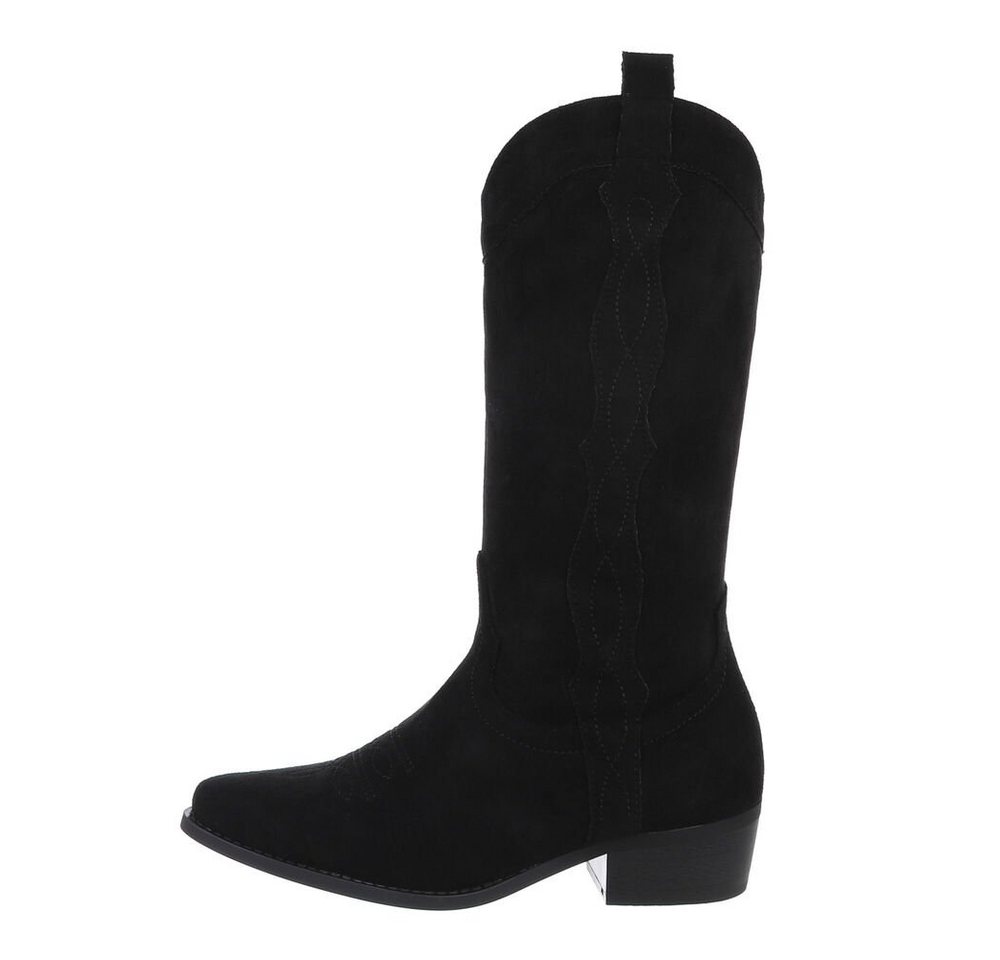 Ital-Design Damen Cowboyboots Western Westernstiefel (85136565) Blockabsatz Western- & Bikerstiefel in Schwarz von Ital-Design