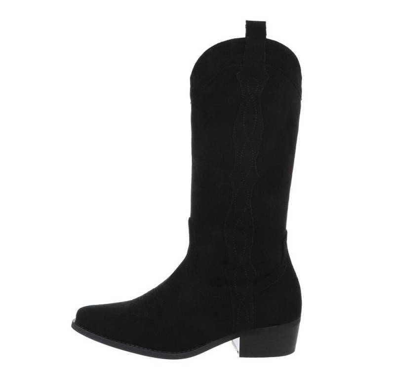 Ital-Design Damen Cowboyboots Western Westernstiefel (85136565) Blockabsatz Western- & Bikerstiefel in Schwarz von Ital-Design